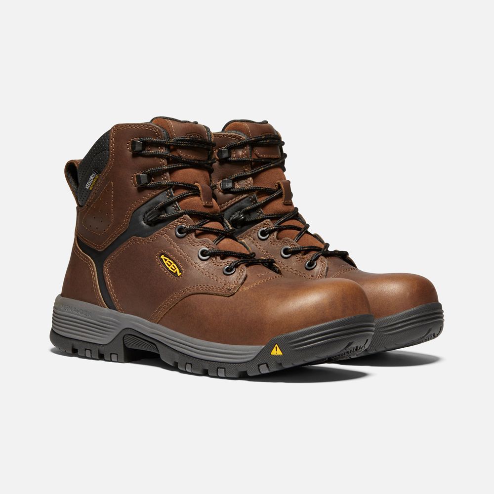 Botas de Trabajo Keen Mexico Marrom - Mujer Chicago 6\" Waterproof (Carbon-Fiber Toe) - WJ9530827